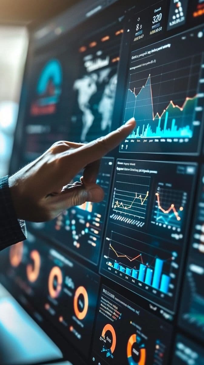 Analyst reading a live business dashboard